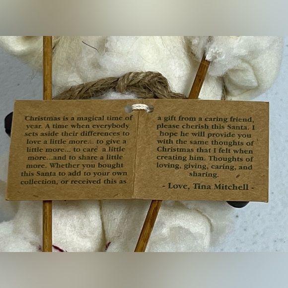 TJ Santas by Tina Mitchell 8" Santa Fuzzy White Rustic Snowshoe Ornament 905376 - Picture 7 of 8